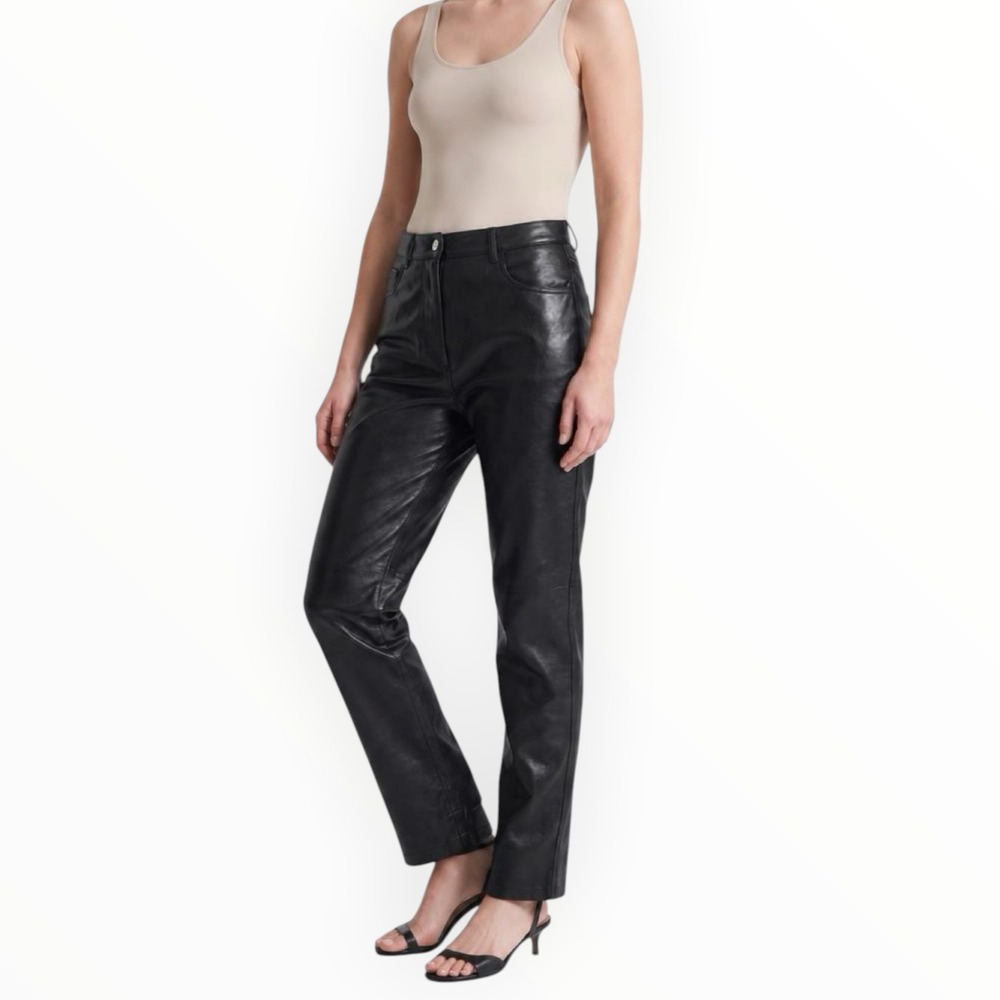 Aritzia Wilfred The Melina Pants Womens 4 Black Vegan Leather Straight